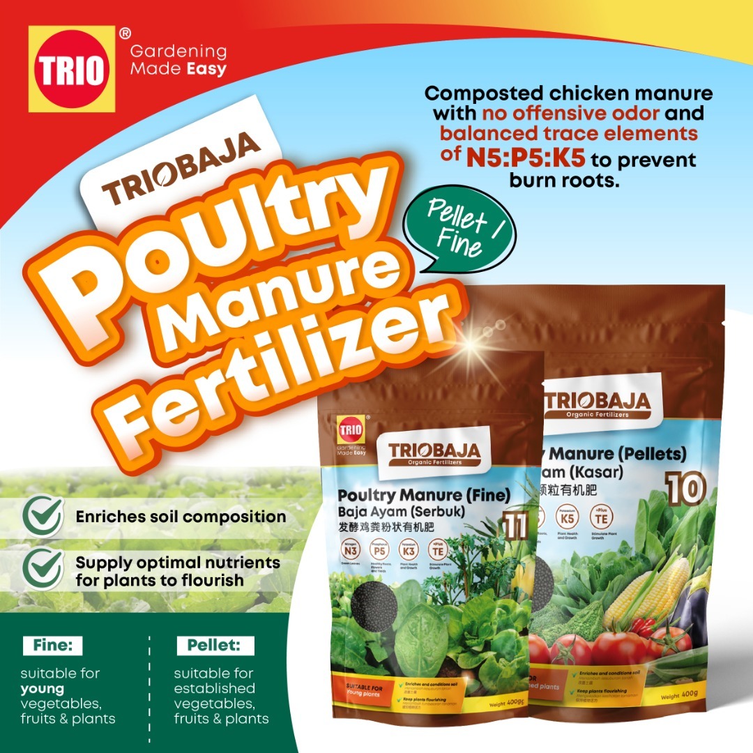 TRIObaja Poultry Manure Organic Fertilizer Fine/ TRIObaja Baja Organik Ayam Serbuk / 鸡粪有机粉肥 - 1kg - Image 2