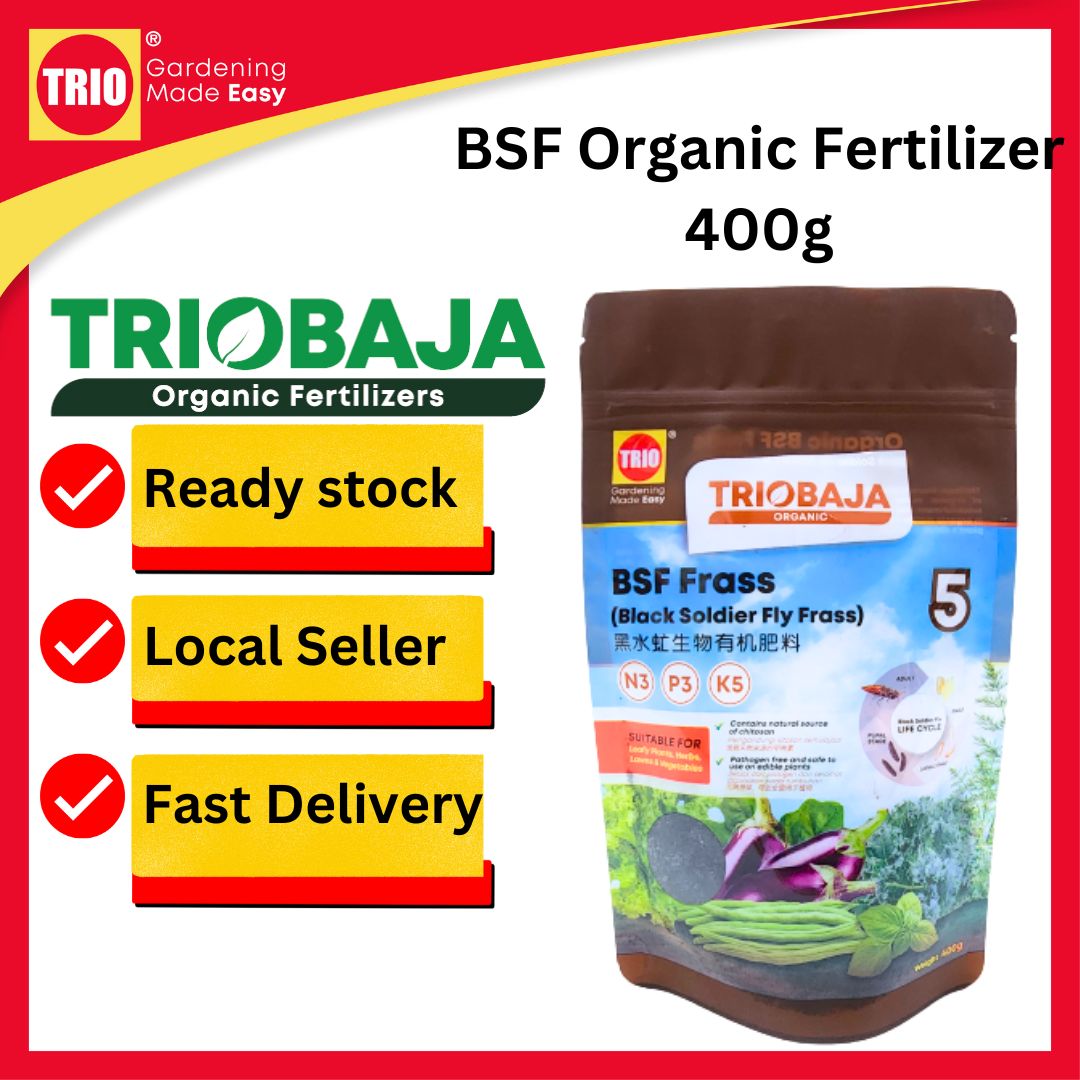 TRIOBaja BSF Frass Organic Fertilizer/ TRIObaja Organik Frass Lalat Askar Hitam/ 黑水虻生物有机肥料 - 400g